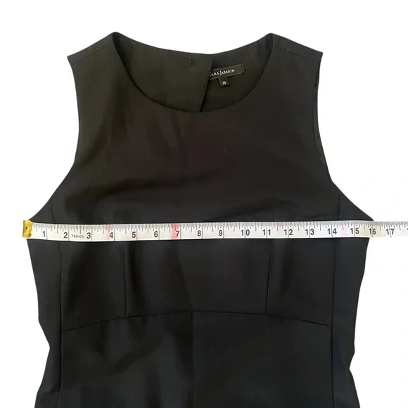 Tara Jarmon Elegant Cut Out Black Dress with Pockets and Rhinestone Buttons Sz 0 - Picture 9 of 10